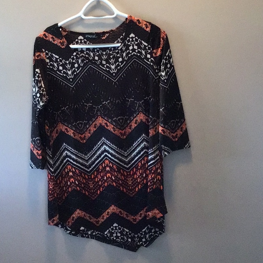 Orange and Black Patterned Top